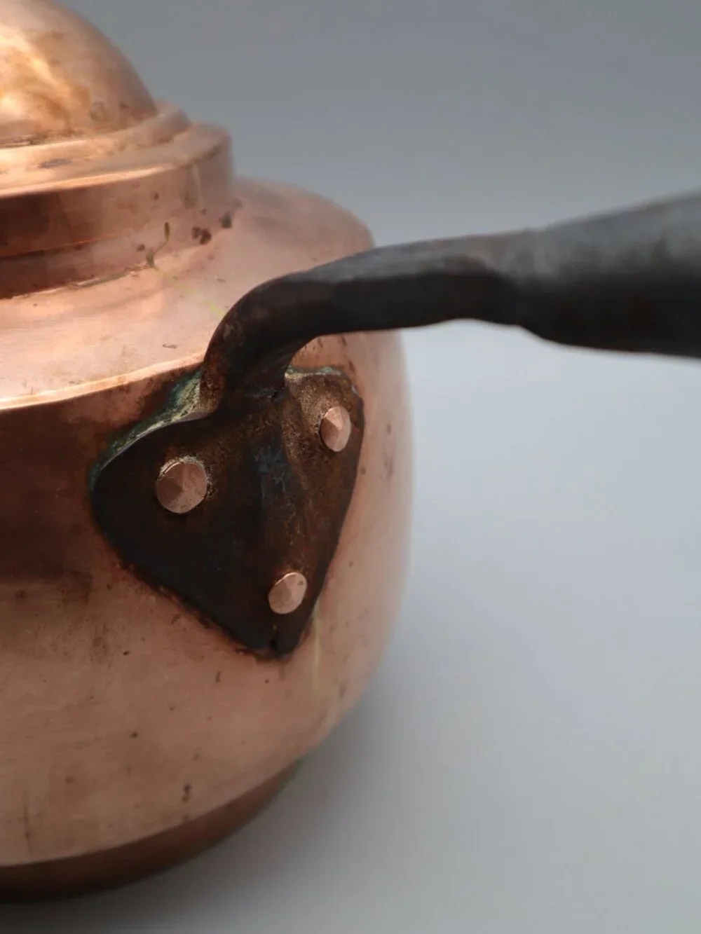 Antique 19th Century French-style Copper Kettle w/ Forged Iron Handle